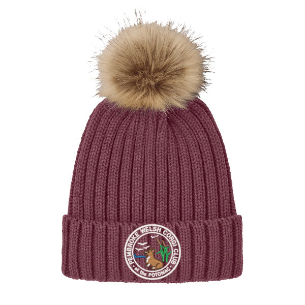 PWCCP Faux Fur Pom Beanie White Logo Thumbnail